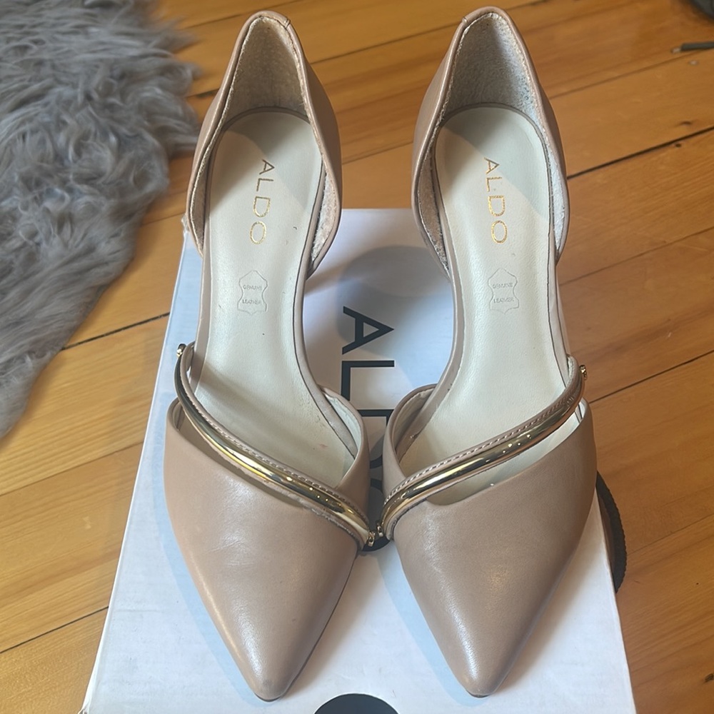 Aldo Nude Heels with Gold Details